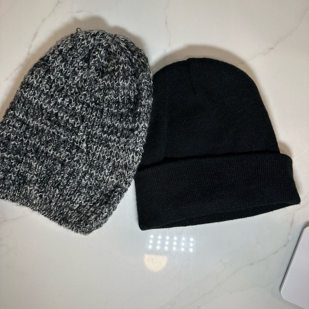 From Garage a Black and Gray Knit Beanie Duo-2 for the price of one